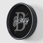 Modern Elegant Monogram Naam Zwart Grijs Script (Hoek)