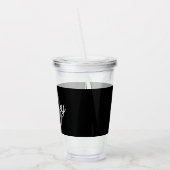Modern Elegant Monogram Naam Zwart Grijs Script Acryl Drinkbeker (Links)
