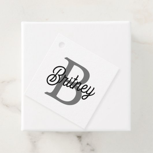 Modern Elegant Monogram Naam Zwart Grijs Script Bedankjes Labels (In situ)