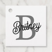 Modern Elegant Monogram Naam Zwart Grijs Script Bedankjes Labels (Voorkant)