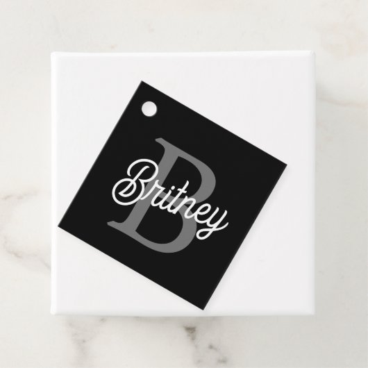 Modern Elegant Monogram Naam Zwart Grijs Script Bedankjes Labels (In situ)