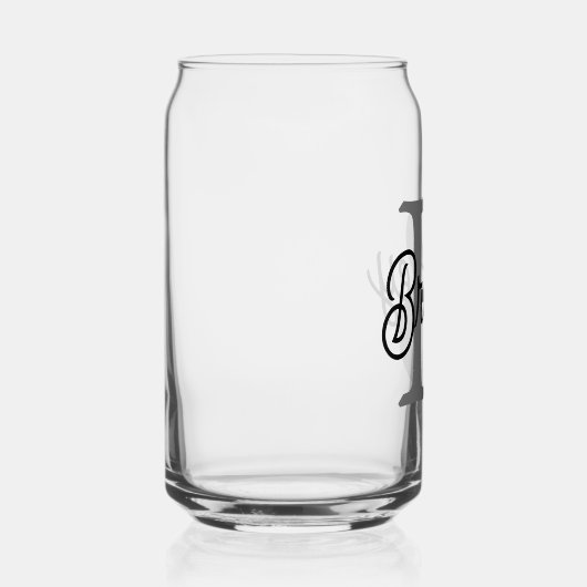 Modern Elegant Monogram Naam Zwart Grijs Script Blikvorm Glas (Rechts)