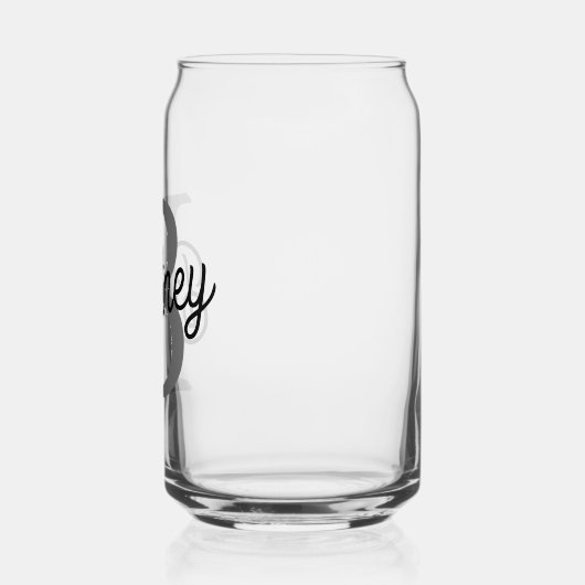 Modern Elegant Monogram Naam Zwart Grijs Script Blikvorm Glas (Links)