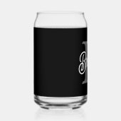 Modern Elegant Monogram Naam Zwart Grijs Script Blikvorm Glas (Rechts)