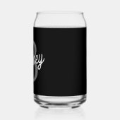 Modern Elegant Monogram Naam Zwart Grijs Script Blikvorm Glas (Links)