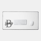 Modern Elegant Monogram Naam Zwart Grijs Script Bureaumat (Keyboard & Muis)
