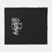 Modern Elegant Monogram Naam Zwart Grijs Script Fleece Deken (Voorkant (Horizontaal))