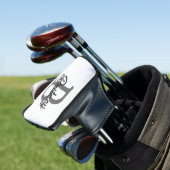 Modern Elegant Monogram Naam Zwart Grijs Script Golfheadcover (Insitu)