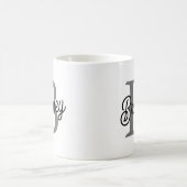 Modern Elegant Monogram Naam Zwart Grijs Script Koffiemok (Center)