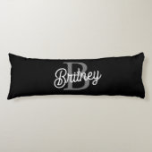 Modern Elegant Monogram Naam Zwart Grijs Script Lichaamskussen (Voorkant)