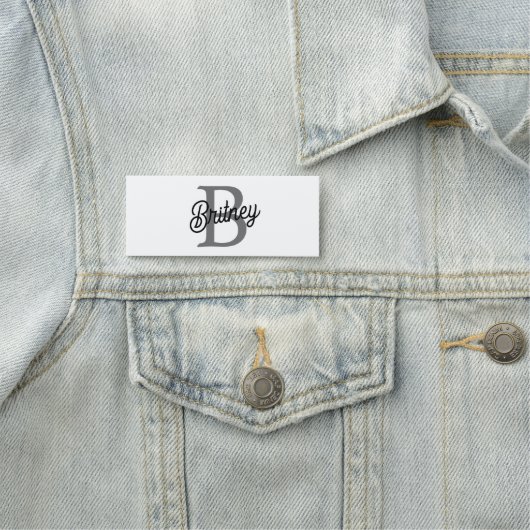 Modern Elegant Monogram Naam Zwart Grijs Script Naamplaatje (In situ)