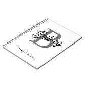 Modern Elegant Monogram Naam Zwart Grijs Script Notitieboek (Linkerzijde)