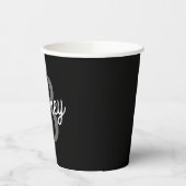 Modern Elegant Monogram Naam Zwart Grijs Script Papieren Bekers (Links)
