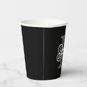 Modern Elegant Monogram Naam Zwart Grijs Script Papieren Bekers (Rechts)