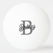 Modern Elegant Monogram Naam Zwart Grijs Script Pingpongbal (Voorkant)