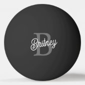 Modern Elegant Monogram Naam Zwart Grijs Script Pingpongbal (Voorkant)