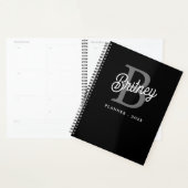 Modern Elegant Monogram Naam Zwart Grijs Script Planner (Display)