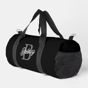 Modern Elegant Monogram Naam Zwart Grijs Script Plunjezak