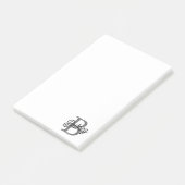 Modern Elegant Monogram Naam Zwart Grijs Script Post-it® Notes (Schuin)