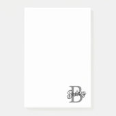 Modern Elegant Monogram Naam Zwart Grijs Script Post-it® Notes (Voorkant)
