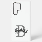 Modern Elegant Monogram Naam Zwart Grijs Script Samsung Galaxy Hoesje (Achterkant)
