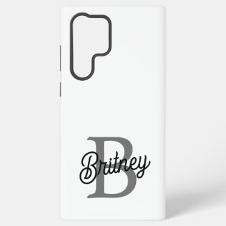 Modern Elegant Monogram Naam Zwart Grijs Script Samsung Galaxy Hoesje