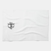 Modern Elegant Monogram Naam Zwart Grijs Script Theedoek (Horizontaal)