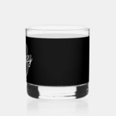 Modern Elegant Monogram Naam Zwart Grijs Script Whisky Glas (Links)