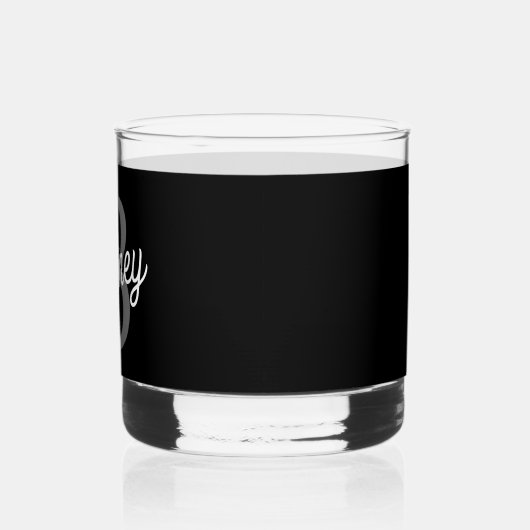 Modern Elegant Monogram Naam Zwart Grijs Script Whisky Glas (Links)
