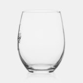 Modern Elegant Monogram Naam Zwart Grijs Script Wijnglas Zonder Voet (Links)