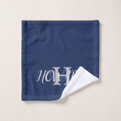 Modern Elegant Monogram Navy Blue White Wedding Bad Handdoek (Wasdoekje)