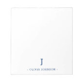 Modern Elegant Monogram Navy Wit Notitieblok (Voorkant)