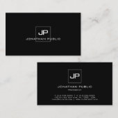 Modern Elegant Monogram Professional Black White Visitekaartje (Voorkant / Achterkant)