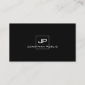 Modern Elegant Monogram Professional Black White Visitekaartje (Voorkant)