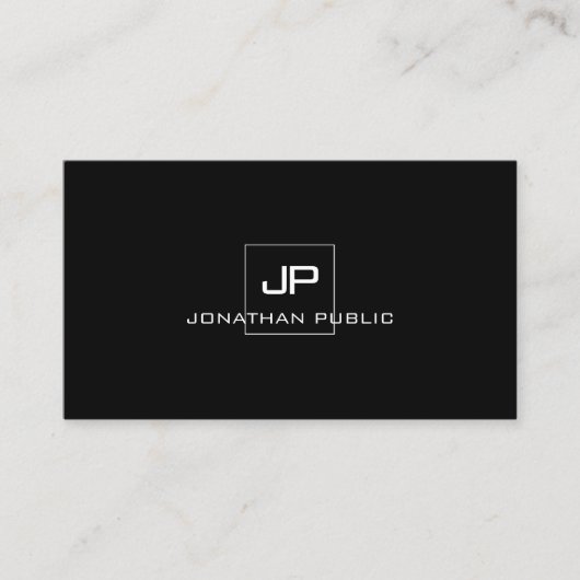 Modern Elegant Monogram Professional Black White Visitekaartje (Voorkant)