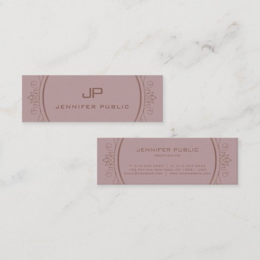 Modern elegant monogram professioneel creatief mini visitekaartje (Voorkant / Achterkant)