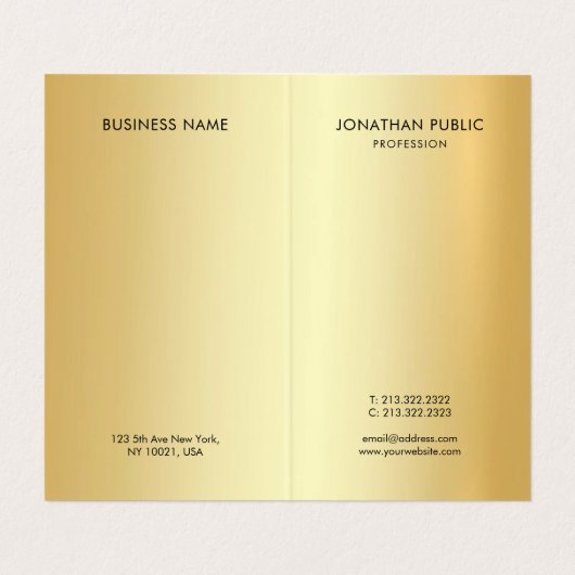 Modern Elegant Monogram Professioneel Glamour Goud Visitekaartje (Binnenkant ongevouwen)