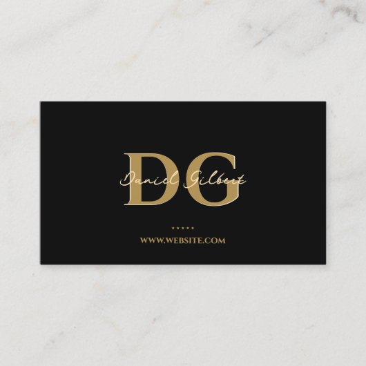 Modern Elegant Monogram Professioneel Goud Visitekaartje (Voorkant)