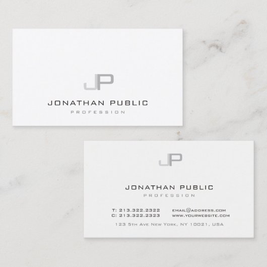 Modern Elegant Monogram Professioneel Minimalist Visitekaartje (Voorkant / Achterkant)