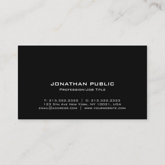 Modern Elegant Monogram Professioneel Zwart Goud Visitekaartje (Achterkant)