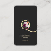 Modern Elegant Monogram Q Bloemen Zwart Goud Visitekaartje (Voorkant)