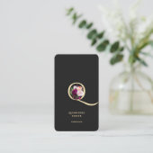 Modern Elegant Monogram Q Bloemen Zwart Goud Visitekaartje (Staand voorkant)