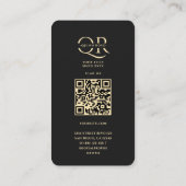 Modern Elegant Monogram Q Bloemen Zwart Goud Visitekaartje (Achterkant)