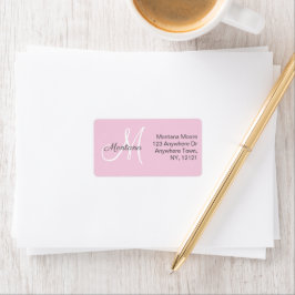 modern Elegant Monogram Roze Retouradres Etiket