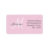  modern Elegant Monogram Roze Retouradres Etiket (Voorkant)