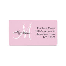  modern Elegant Monogram Roze Retouradres