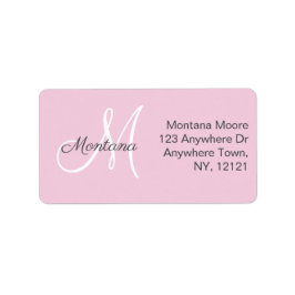  modern Elegant Monogram Roze Retouradres Etiket