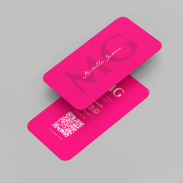 Modern Elegant Monogram Roze Visitekaartje