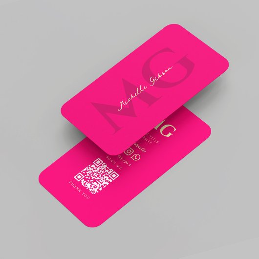 Modern Elegant Monogram Roze Visitekaartje