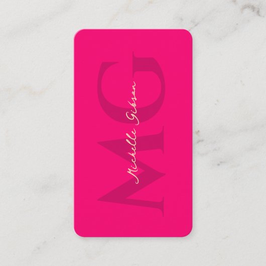 Modern Elegant Monogram Roze Visitekaartje (Voorkant)